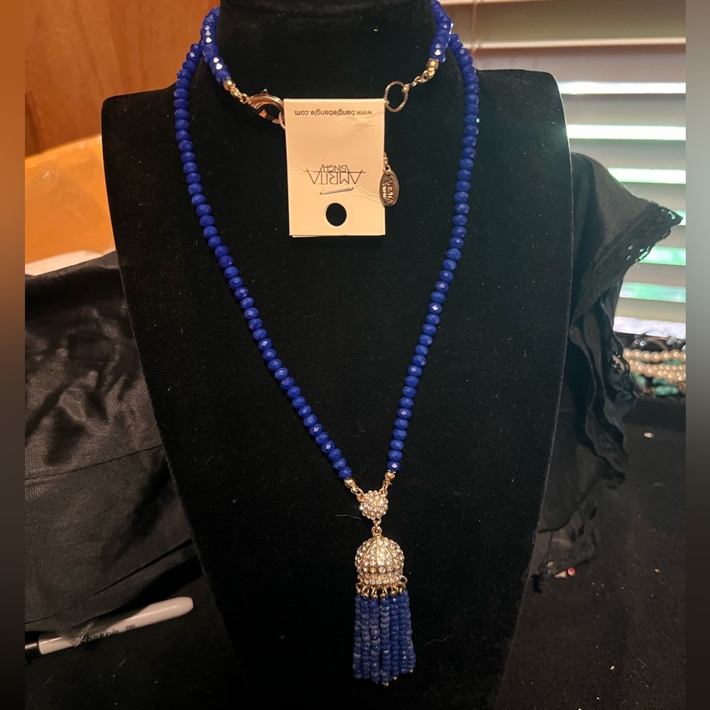 Amrita Singh Blue and Silver Tassel Necklace